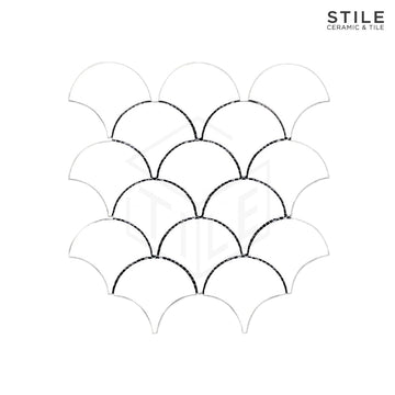BIG GLOSS WHITE FISH SCALE TILE