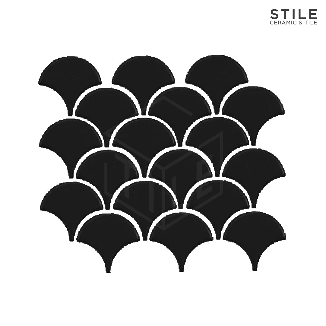 Matte Black Pattern Scale BLACK MATTE FISH SCALE TILE