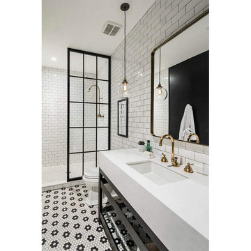 HEXAGON FLORA BLACK WHITE TILE